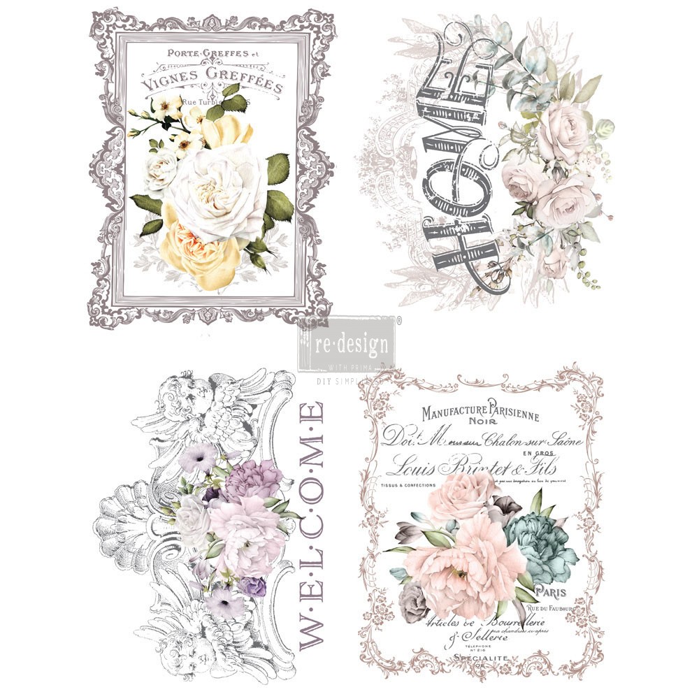 Get Floral Home Furniture Transfer: Vintage Rub On Decals